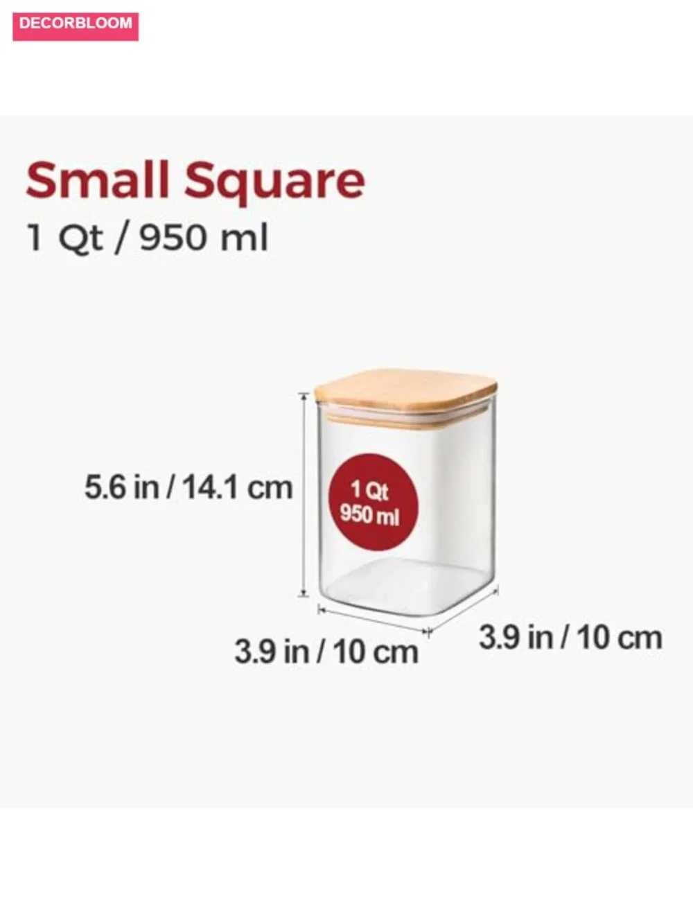 Airtight Glass Canisters with Bamboo Lids, Square Pantry Storage Containers 4
